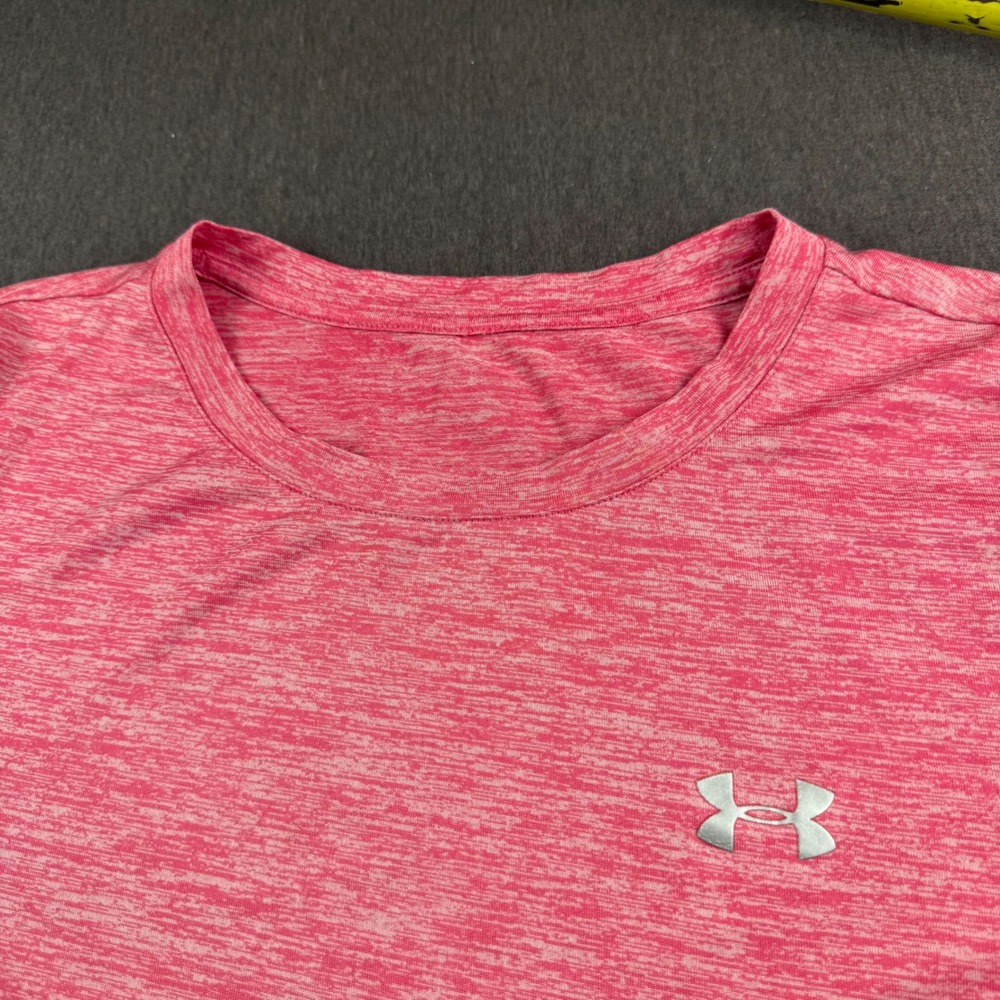 Under Armour Womens Pink Heather Space Dye Short Sleeve Athletic T-Shirt